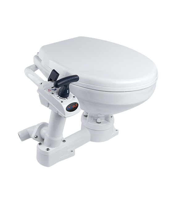 SEAFLO Outdoor Bathroom Shower Portable Marine Toilet Powerful Swirl Action Manual Flushing Pump