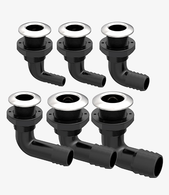 90°Thru Hull Fittings （Stainless Steel Capped ）
