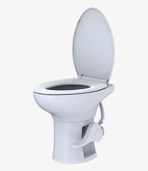 Residential Height RV Toilet-Elongated Ceramic Bowl