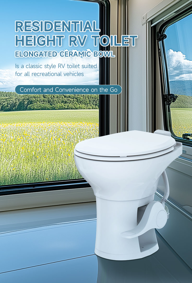 Ceramic Rv Toilets Residential Height RV Toilet-Elongated Ceramic Bowl_SEAFLO-SEAFLO